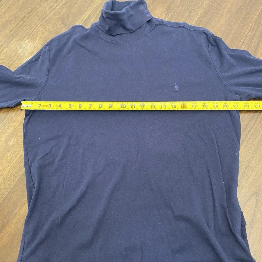 Polo Ralph Lauren Turtleneck Shirt Mens Large Blue Long Sleeve Shirt VTG Vintage